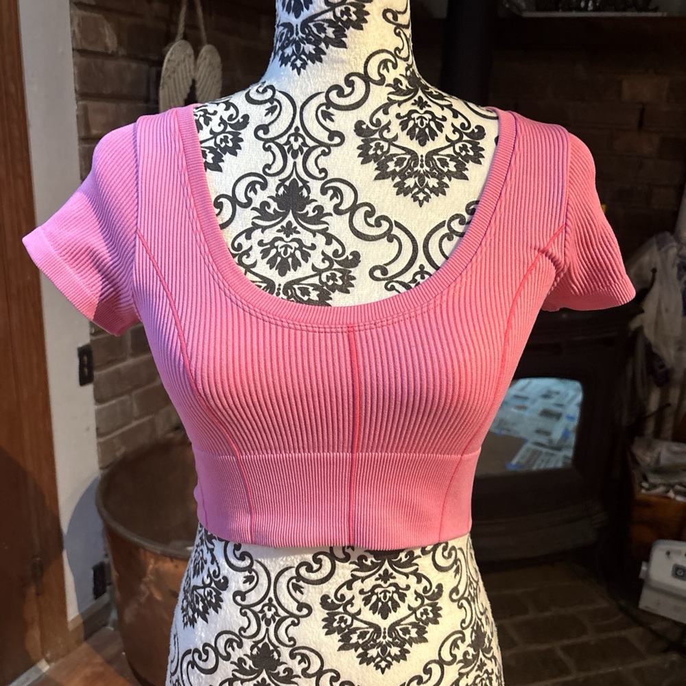 Pink Ribbed Women's Aerie Crop Top